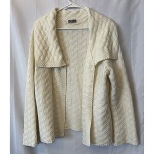 JM Collection‎ Sweater L Ivory One Button Knit Cardigan Women's